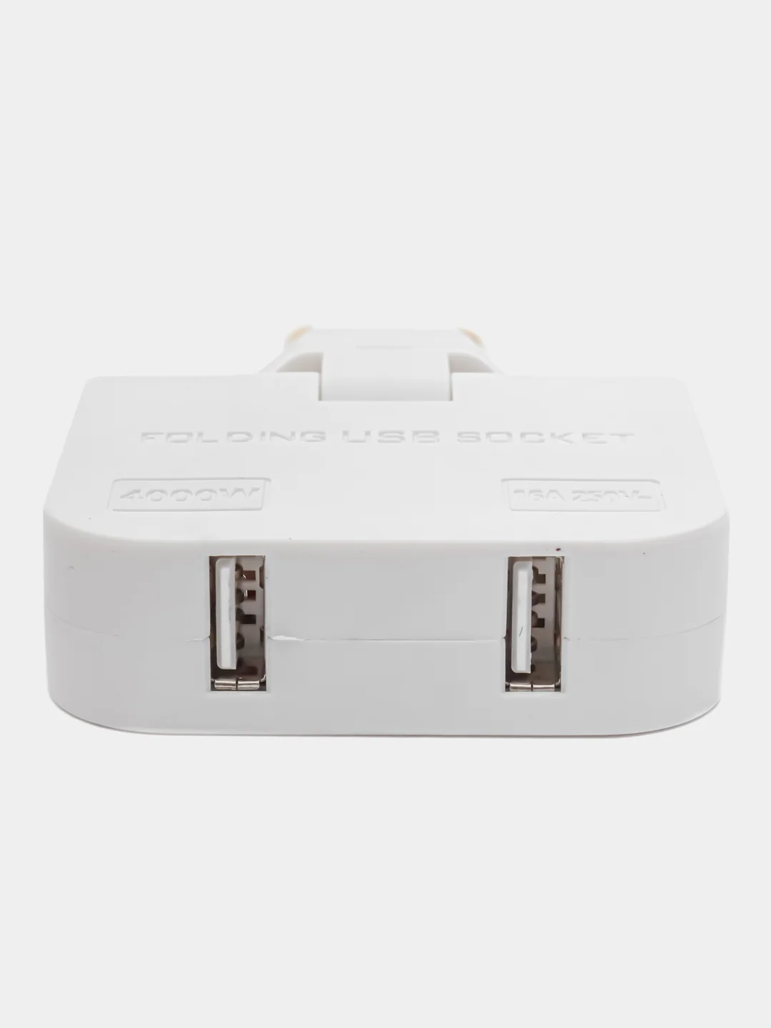 Белый тройник для розетки поворотный с USB