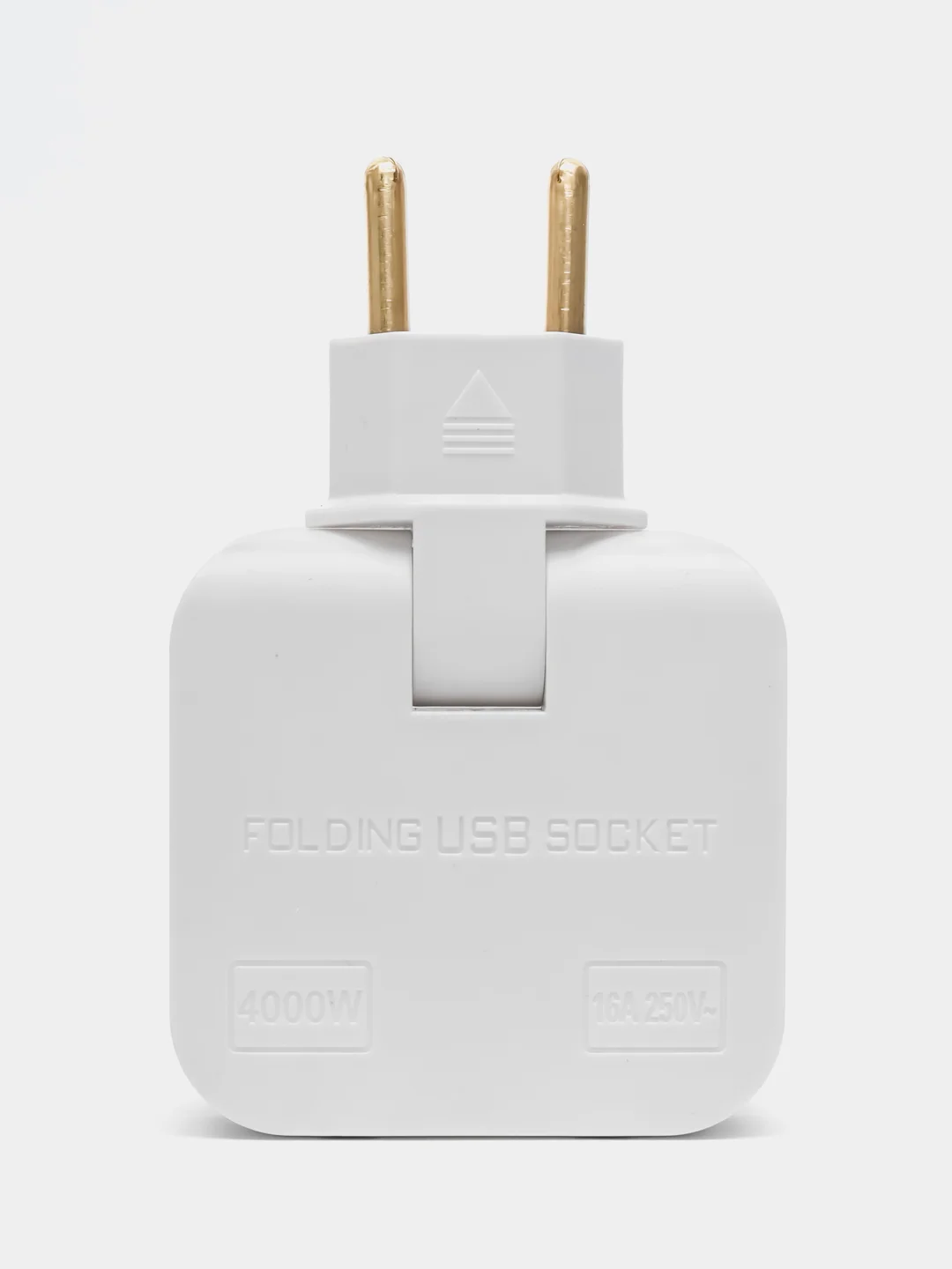 Белый тройник для розетки поворотный с USB