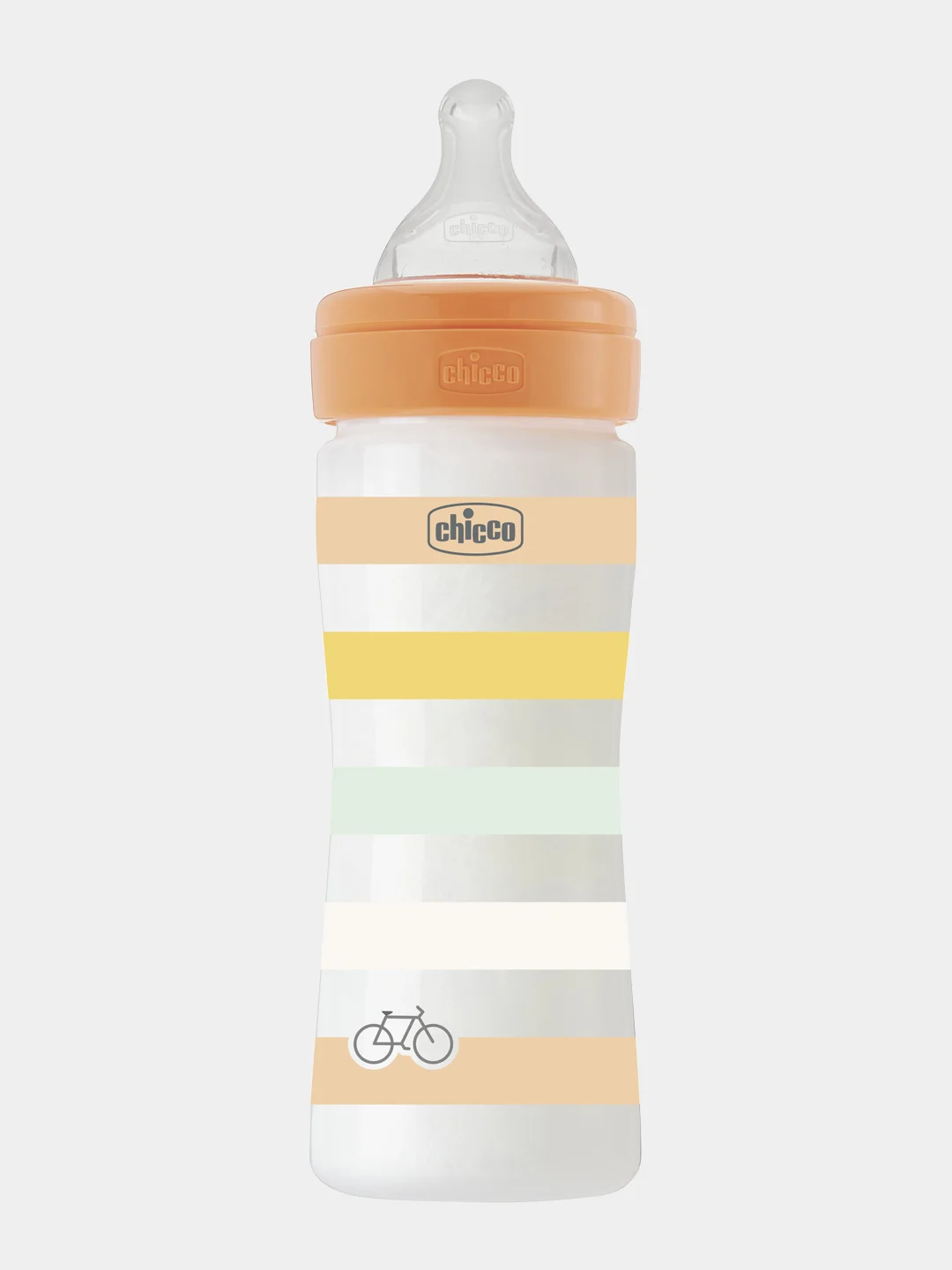 CHICCO Бутылочка Well-Being Uni 2мес.+,сил.соска средн.поток,РР,250мл.,оранж