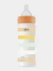 CHICCO Бутылочка Well-Being Uni 2мес.+,сил.соска средн.поток,РР,250мл.,оранж