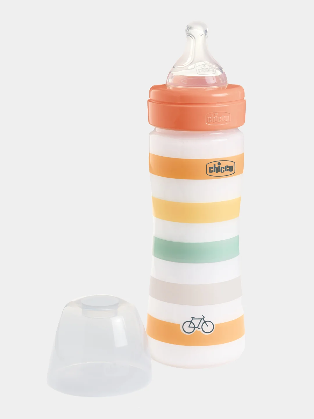 CHICCO Бутылочка Well-Being Uni 2мес.+,сил.соска средн.поток,РР,250мл.,оранж