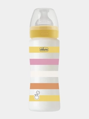 CHICCO Бутылочка Well-Being Girl 4мес.+,сил.соска быстр.поток,РР,330мл.,желт
