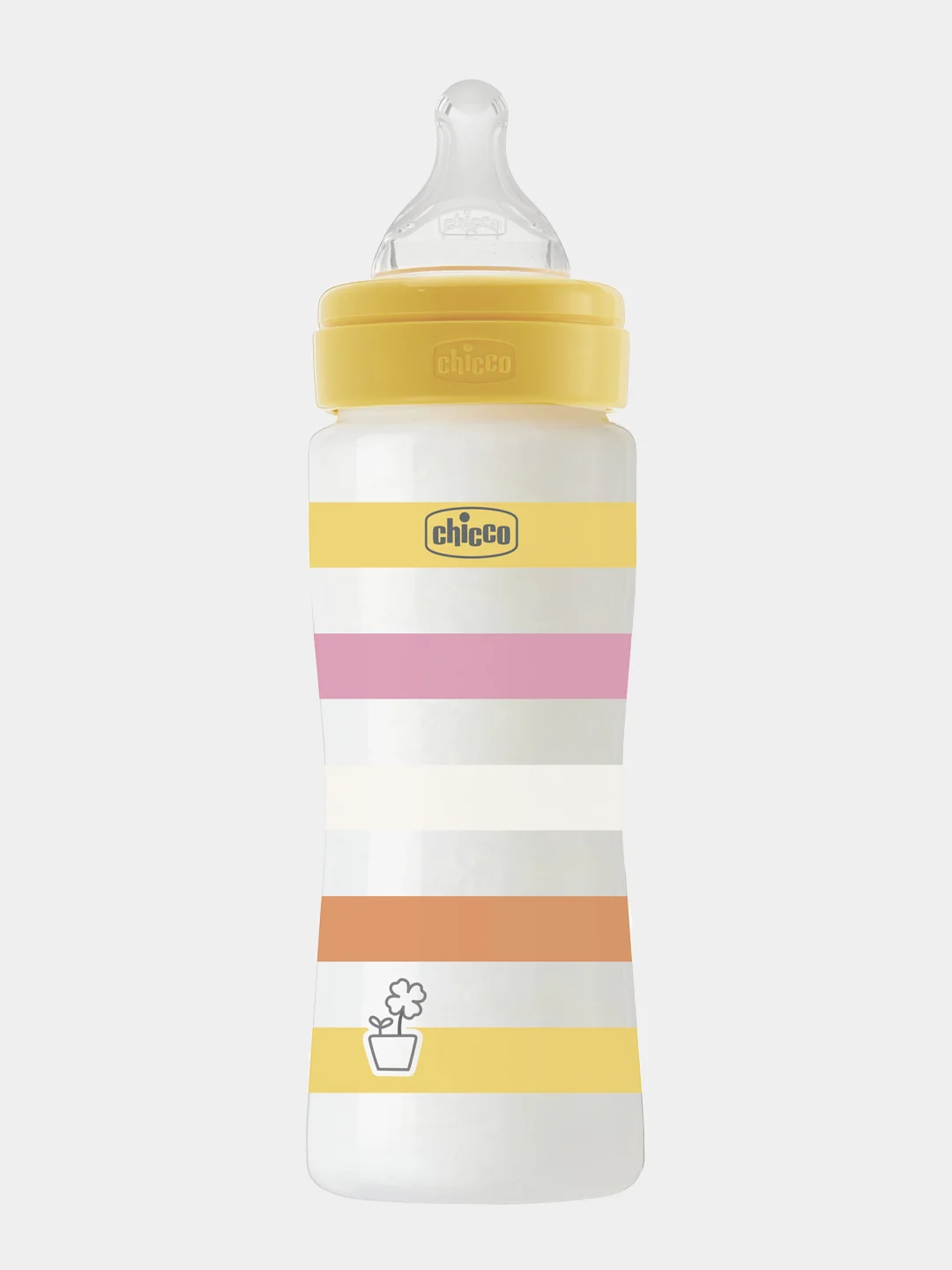 CHICCO Бутылочка Well-Being Girl 4мес.+,сил.соска быстр.поток,РР,330мл.,желт