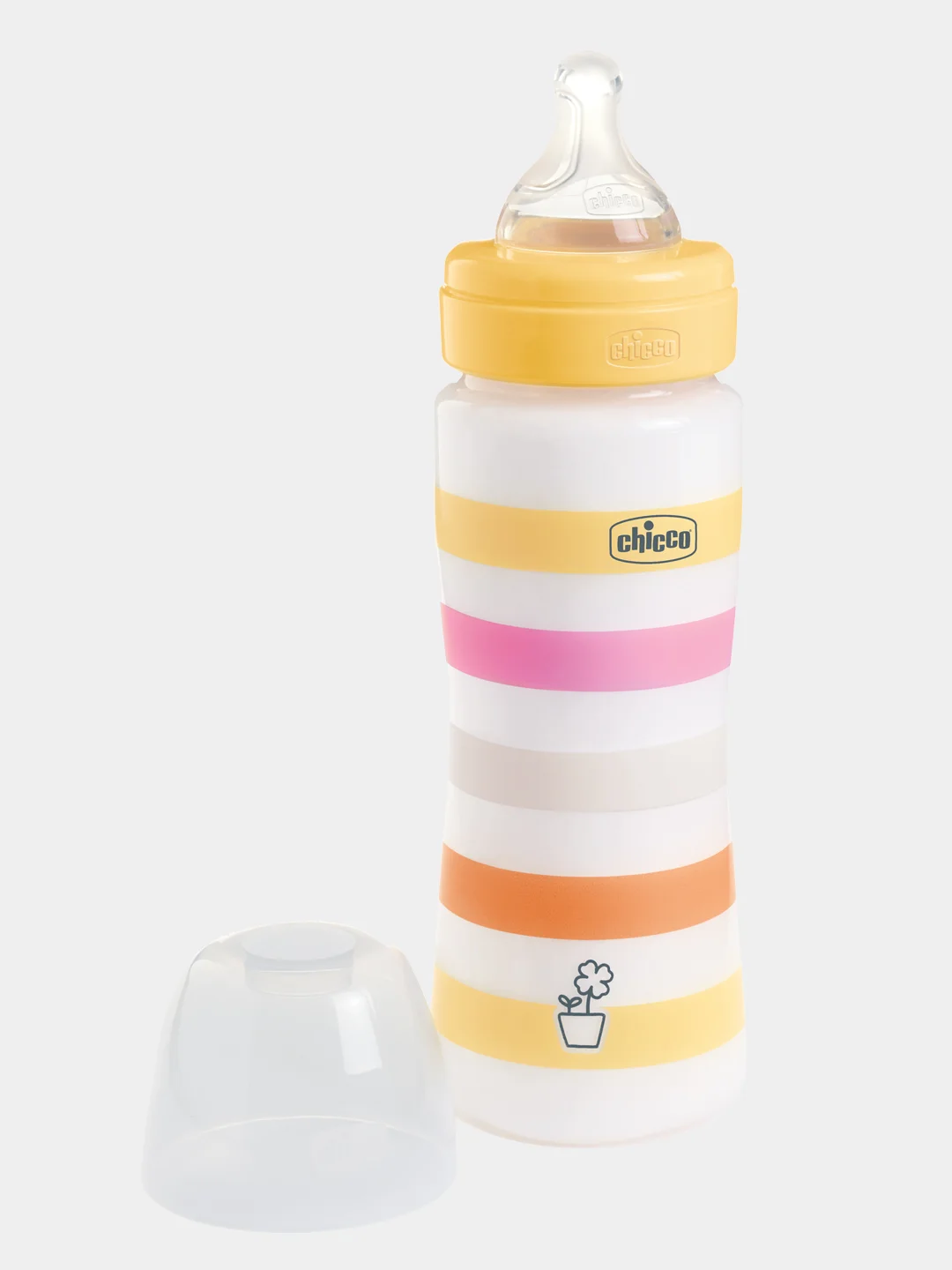 CHICCO Бутылочка Well-Being Girl 4мес.+,сил.соска быстр.поток,РР,330мл.,желт