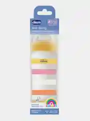 CHICCO Бутылочка Well-Being Girl 4мес.+,сил.соска быстр.поток,РР,330мл.,желт