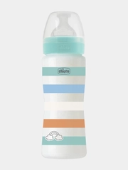 CHICCO Бутылочка Well-Being Boy 4 мес.+,сил.соска быстр.поток,РР,330мл., зелен