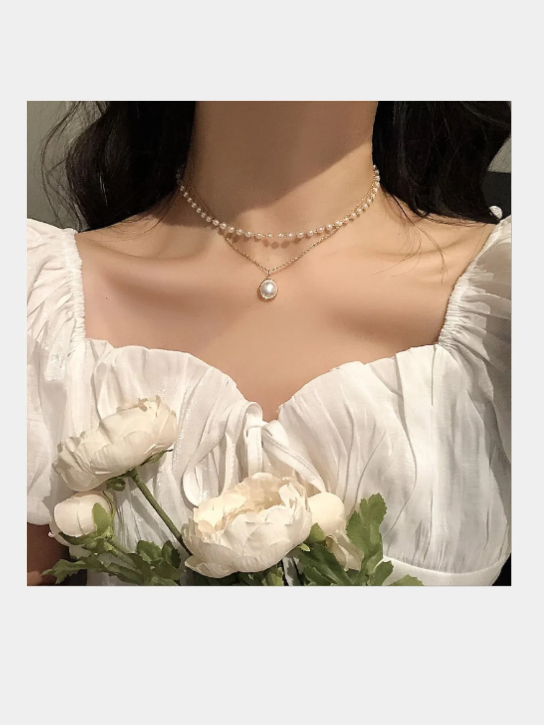 Серебряный подвеска чокер ожерелье кпоп, Многослойное колье сердечко k-pop, кулон с сердцем