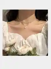 Серебряный подвеска чокер ожерелье кпоп, Многослойное колье сердечко k-pop, кулон с сердцем