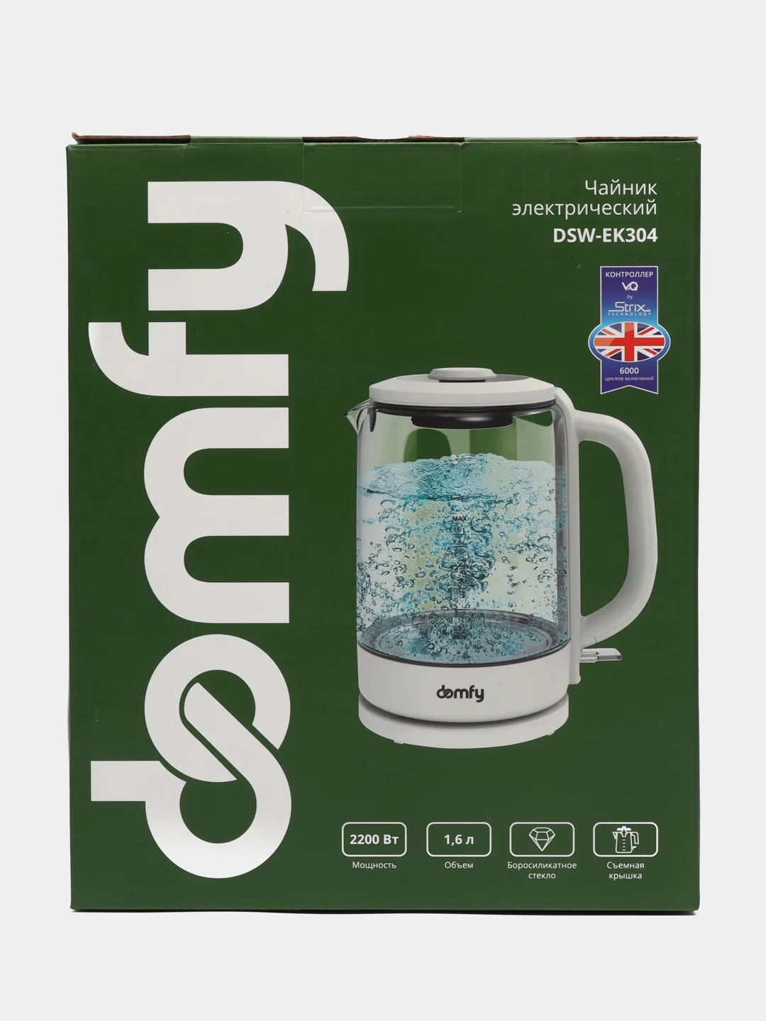 Чайник электрический DOMFY DSW-EK304, 2200 Вт, белый