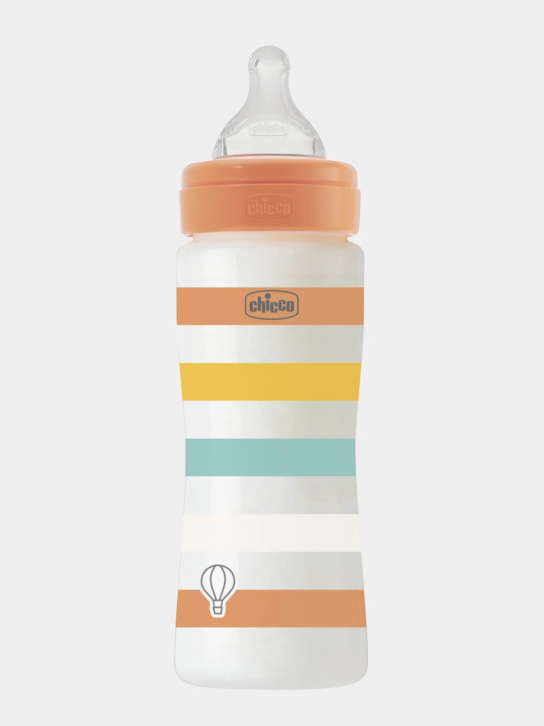 CHICCO Бутылочка Well-Being Uni 4 мес.+,сил.соска быстр.поток,РР,330мл.,оранж