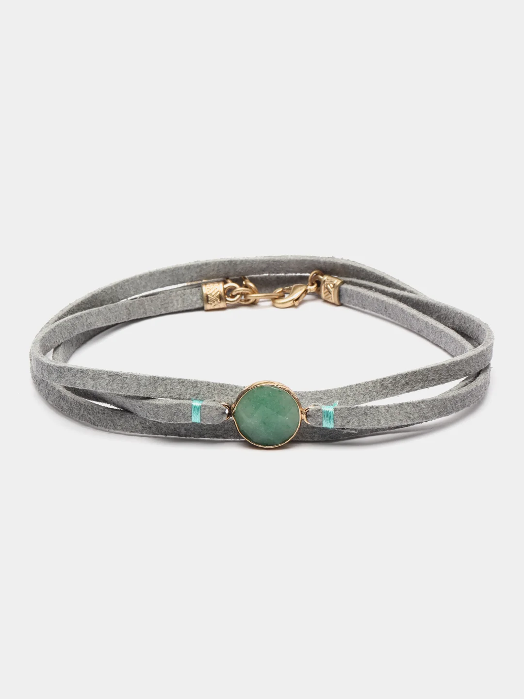 Серый металлик браслет кожаный Teosa, с кварцем, 90 см
