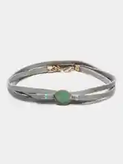 Серый металлик браслет кожаный Teosa, с кварцем, 90 см