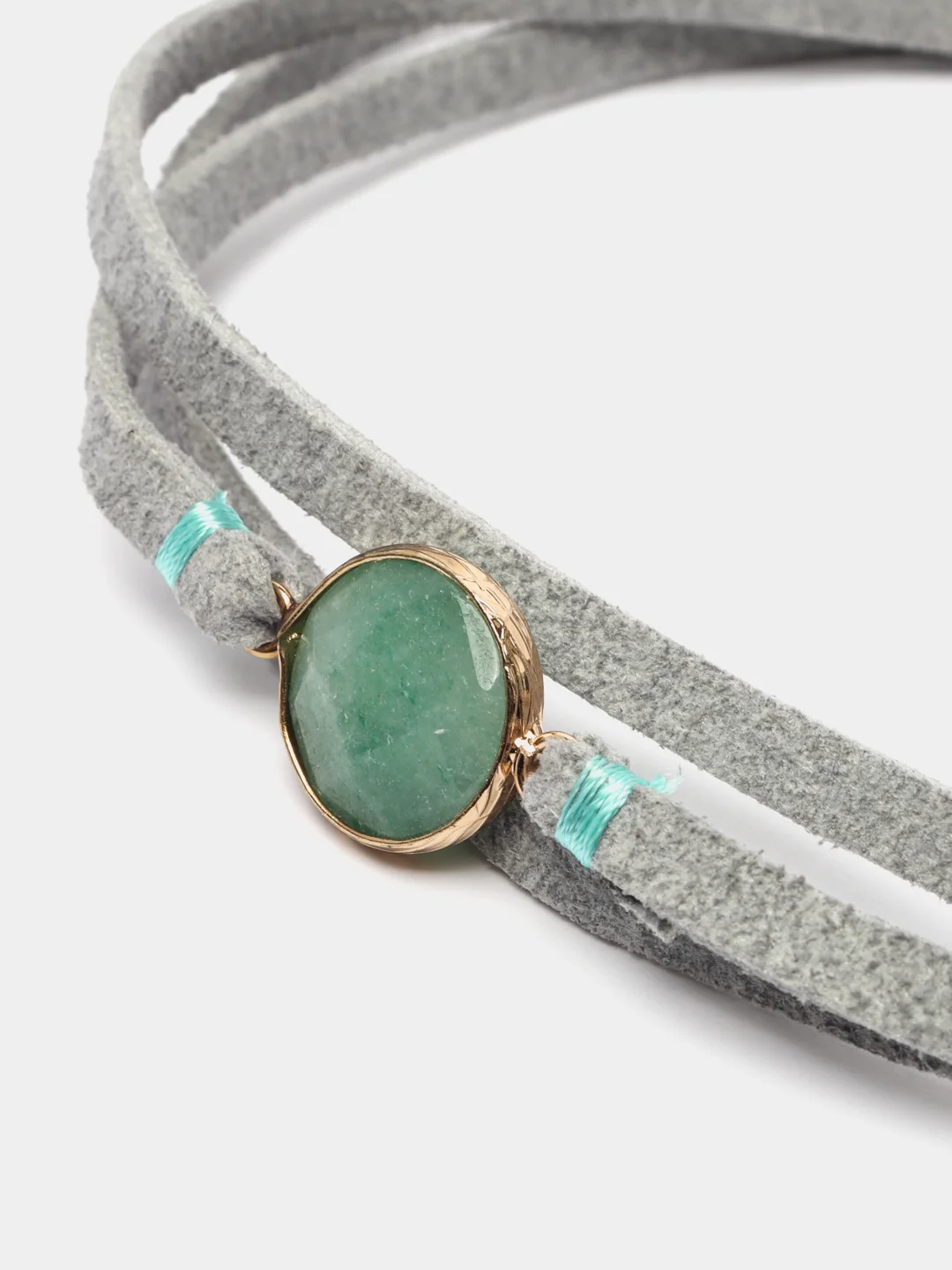 Серый металлик браслет кожаный Teosa, с кварцем, 90 см