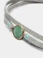 Серый металлик браслет кожаный Teosa, с кварцем, 90 см