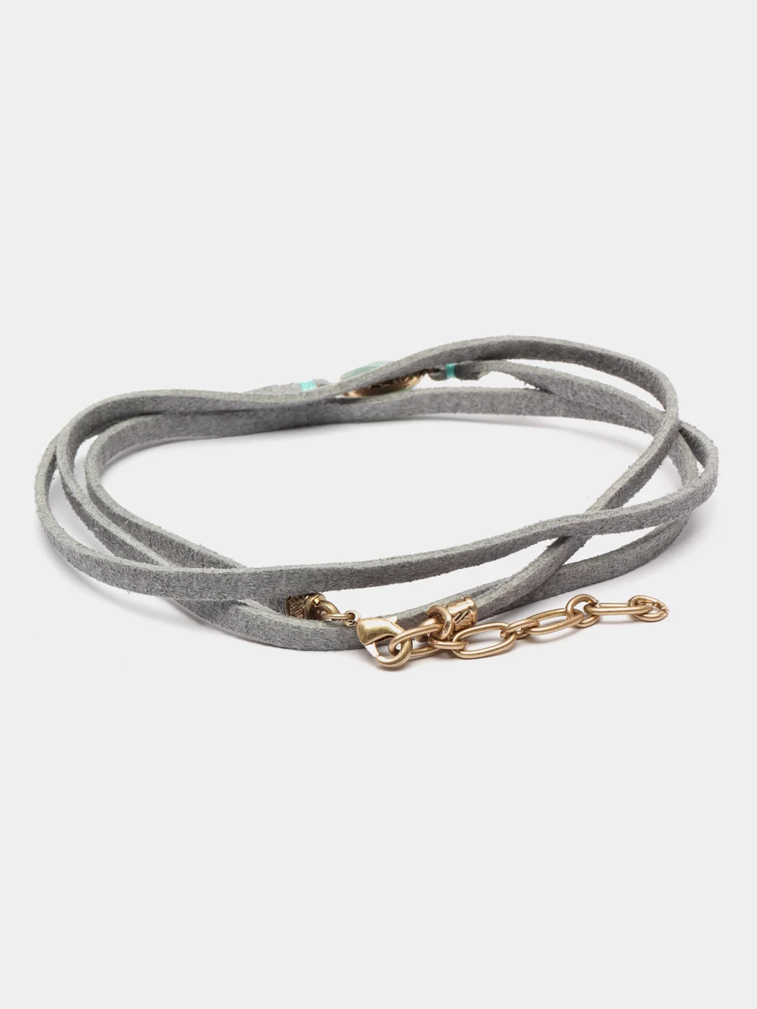 Серый металлик браслет кожаный Teosa, с кварцем, 90 см