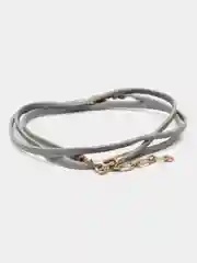 Серый металлик браслет кожаный Teosa, с кварцем, 90 см
