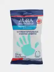 Влажные салфетки антибактериальные AURA Derma Protect с алоэ pocket-pack 15 шт
