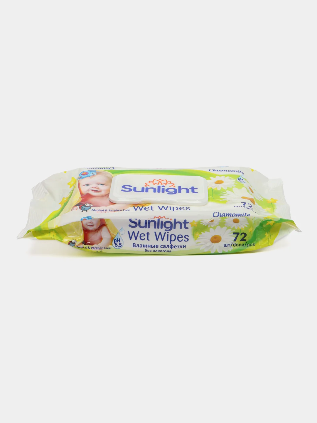Салфетки влажные, Sunlight baby, детские, 72 шт с ромашкой