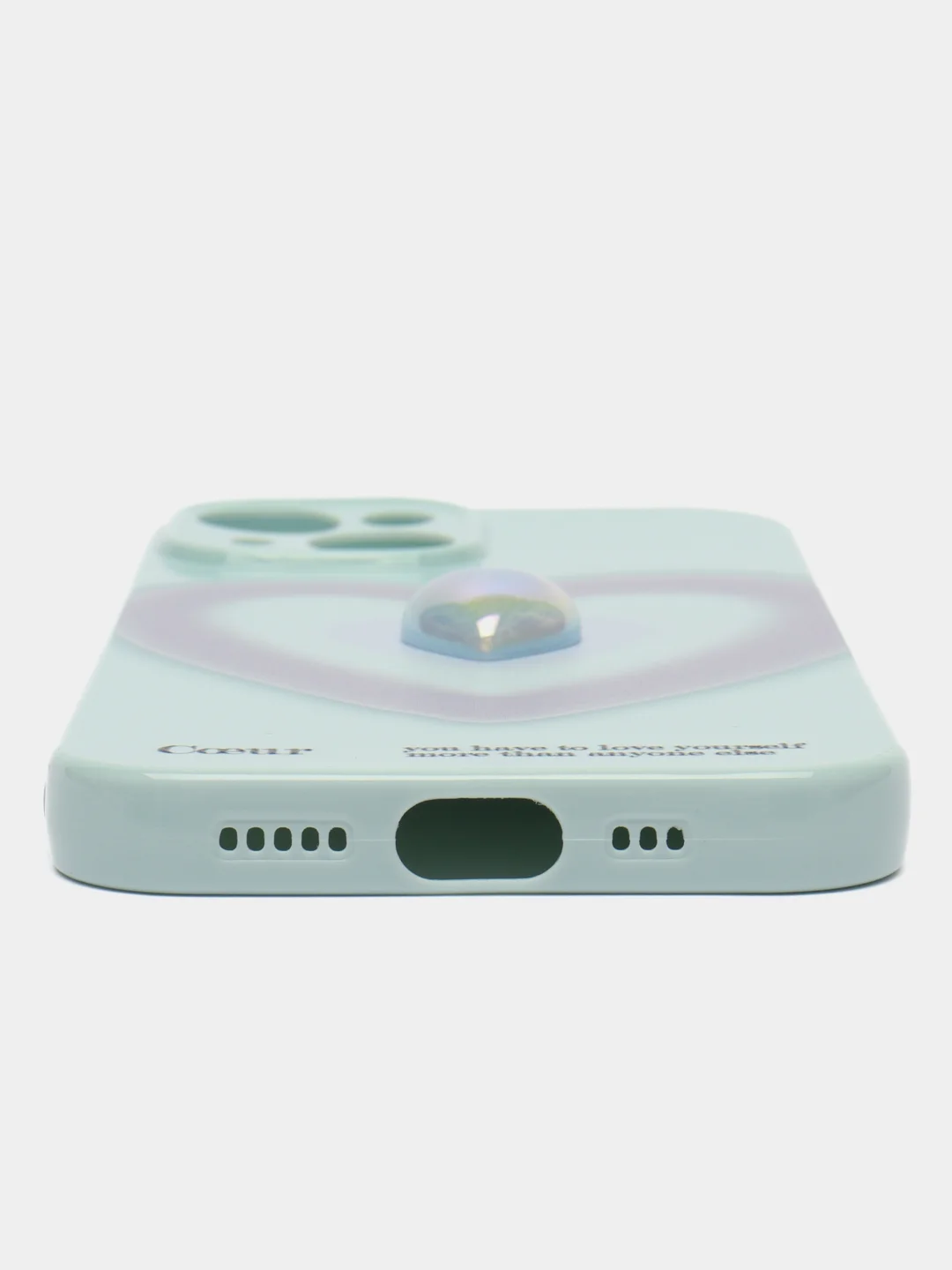 Бирюзовый чехол с сердечками для iPhone (Айфон) 7,8,SE 2020, 11, 12,13, 14,15 Pro,Max,mini,с рисунк