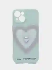 Бирюзовый чехол с сердечками для iPhone (Айфон) 7,8,SE 2020, 11, 12,13, 14,15 Pro,Max,mini,с рисунк