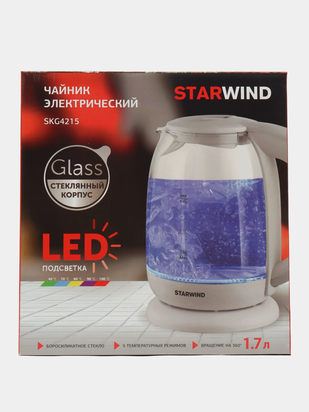 Чайник электрический StarWind SKG4215, 2200Вт, белый