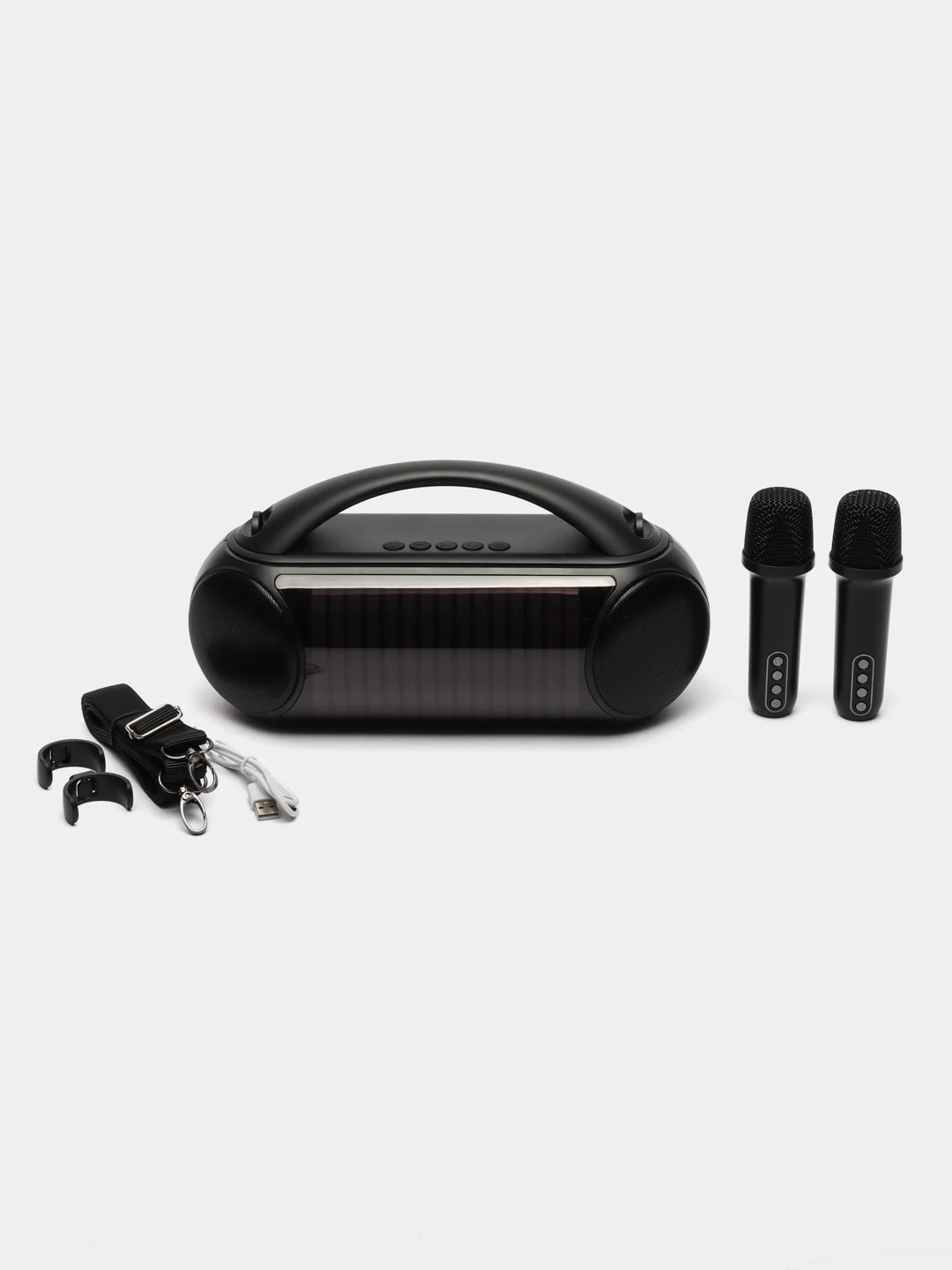 Беспроводная портативная Bluetooth караоке колонка с микрофонами, с LED подстветкой