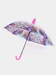 Разноцветный детский зонт прозрачный / детский зонтик полуавтомат/ зонт детский трость / зонт от дождя