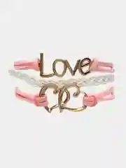 Розовый женский браслет Love