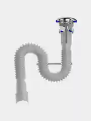 Белый гофросифон Aquant удлиненный, с металлической решеткой, 1 1/2" (70 мм) х 40/50, F113-55-MR