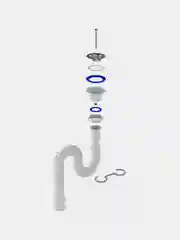 Белый гофросифон Aquant удлиненный, с металлической решеткой, 1 1/2" (70 мм) х 40/50, F113-55-MR