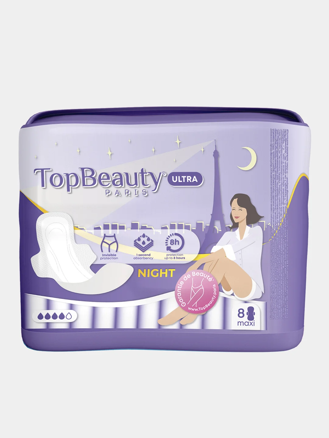 Фиолетовый прокладки TopBeauty Paris ежедневные, нормал, интенсив, ночные