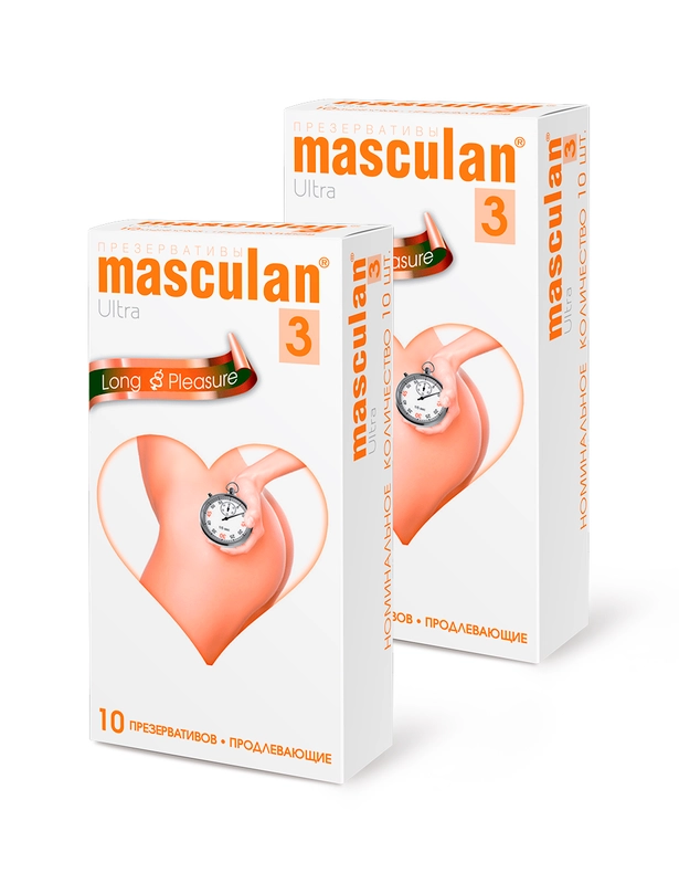 Презервативы Masculan 3 Ultra Long Pleasure №10, 2 уп. (20 презервативов, продлевающие)