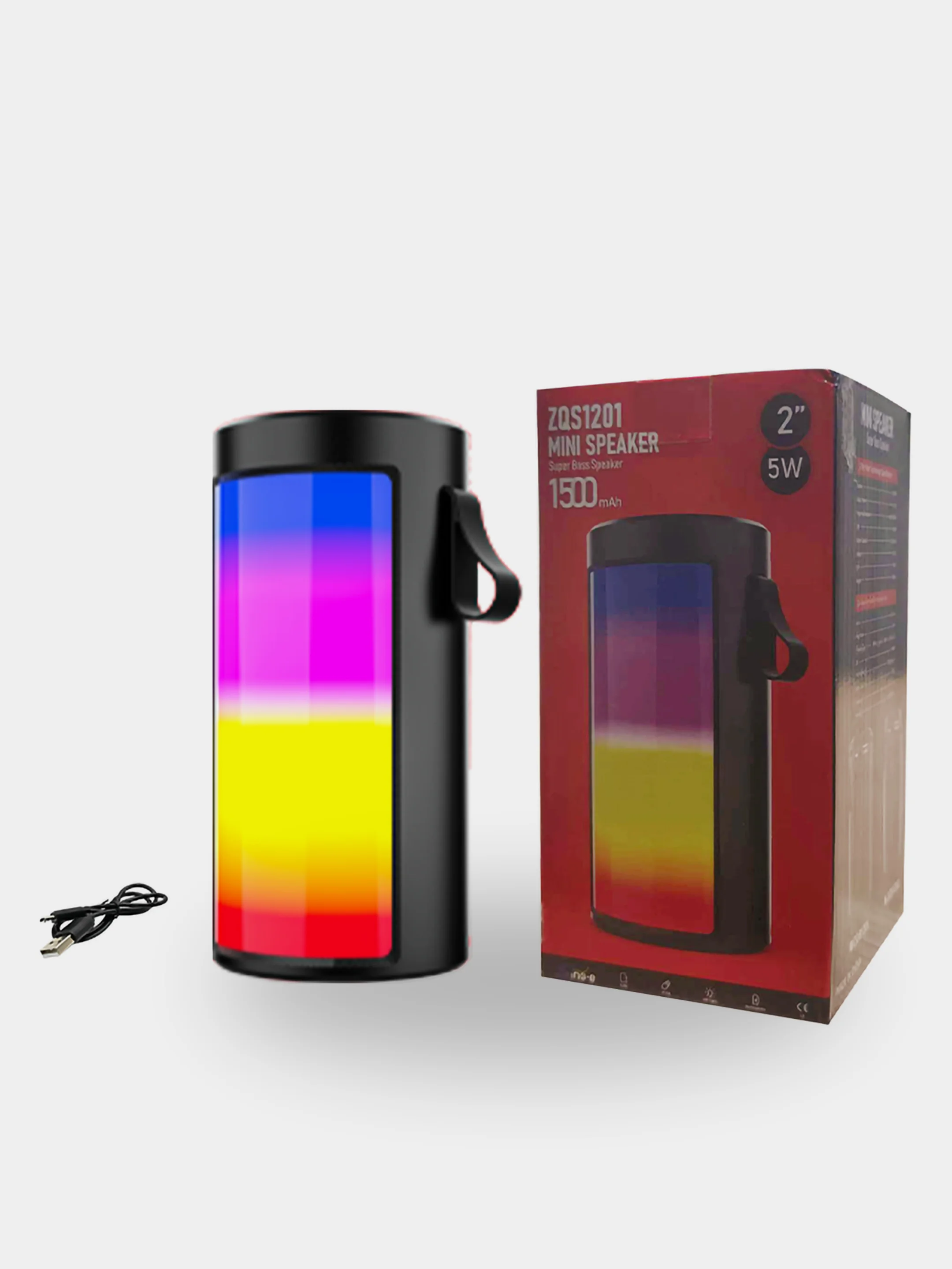 Черный колонка Bluetooth с LED-подсветкой ZQS 5Вт (USB/SD/AUX/FM)