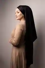 Черный платок мусульманский/Платок атласный/ Готовый платок/ Тюрбан /Хиджаб/Платок на никах/ADEMI