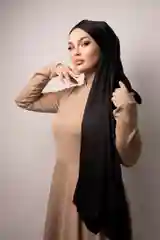Черный платок мусульманский/Платок атласный/ Готовый платок/ Тюрбан /Хиджаб/Платок на никах/ADEMI