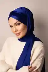 Темно-синий платок мусульманский/Платок атласный/ Готовый платок/ Тюрбан /Хиджаб/Платок на никах/ADEMI