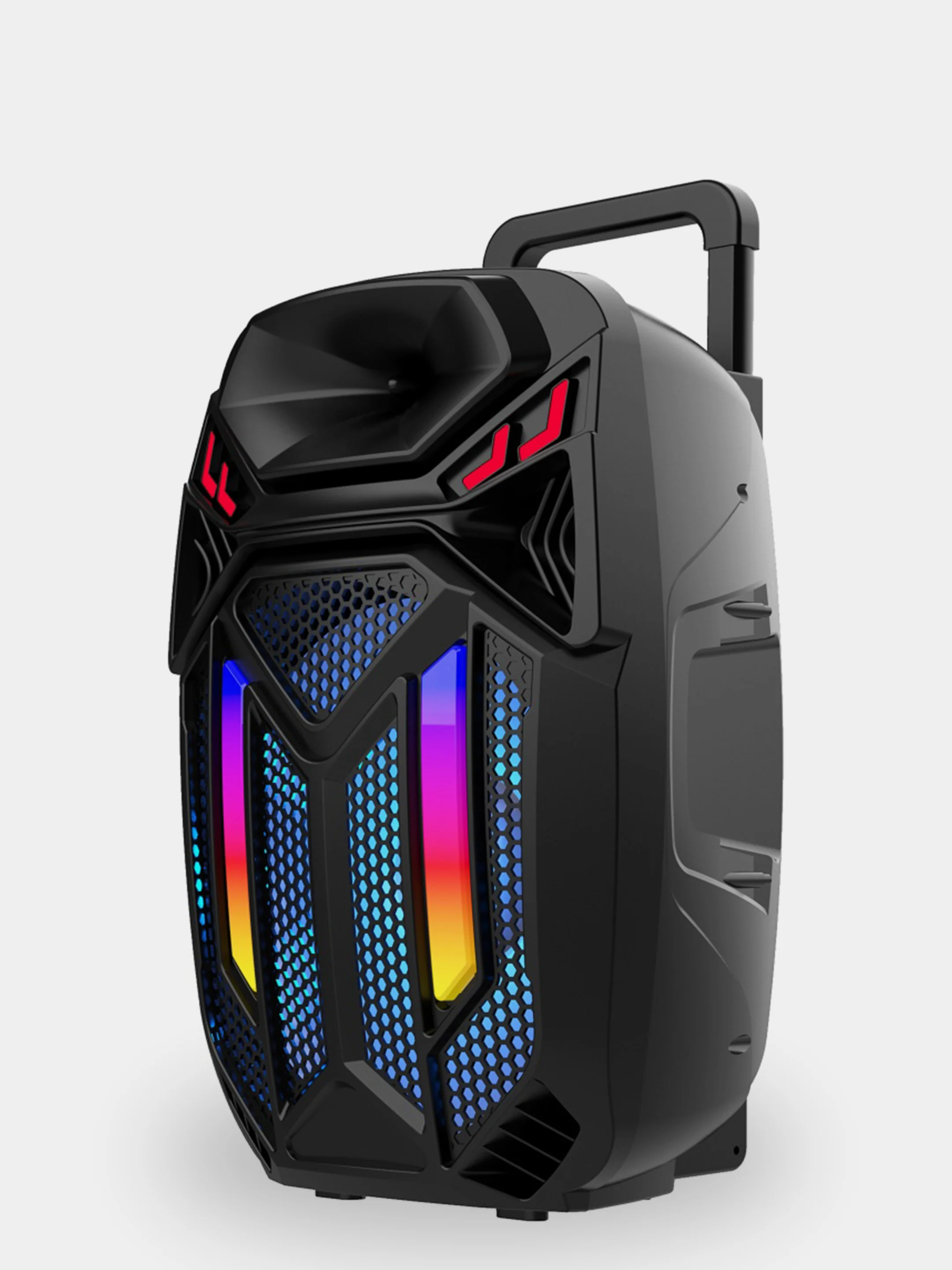 Тёмно-серый колонка Bluetooth с LED-подсветкой ZQS 40Вт (USB/SD/AUX/FM) колёсики/ручка + микрофон/пульт