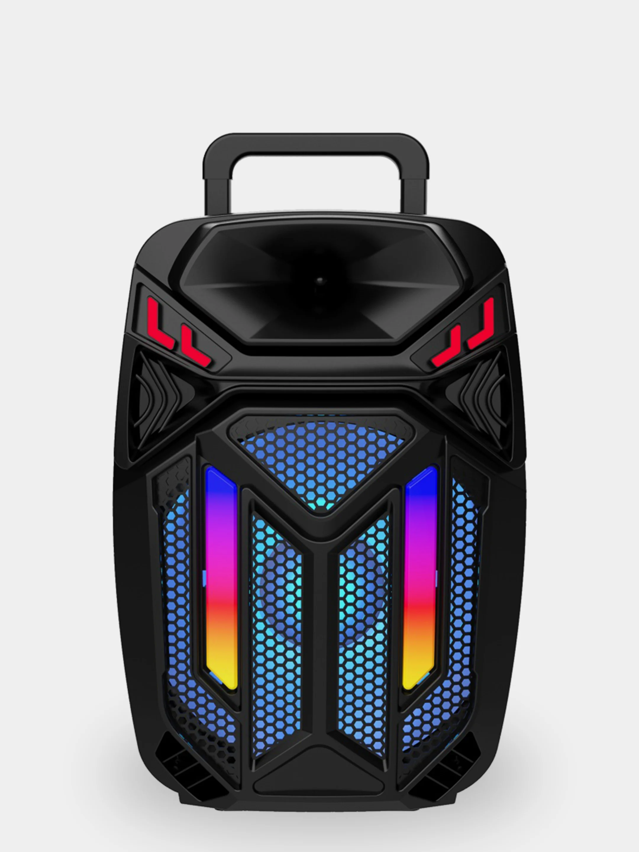 Тёмно-серый колонка Bluetooth с LED-подсветкой ZQS 40Вт (USB/SD/AUX/FM) колёсики/ручка + микрофон/пульт