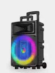 Угольный колонка Bluetooth с LED-подсветкой ZQS 40Вт (USB/SD/AUX/FM) колёсики/ручка + микрофон/пульт
