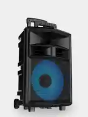 Хром колонка Bluetooth с LED-подсветкой ZQS 40Вт (USB/SD/AUX/FM) колёсики/ручка + микрофон/пульт