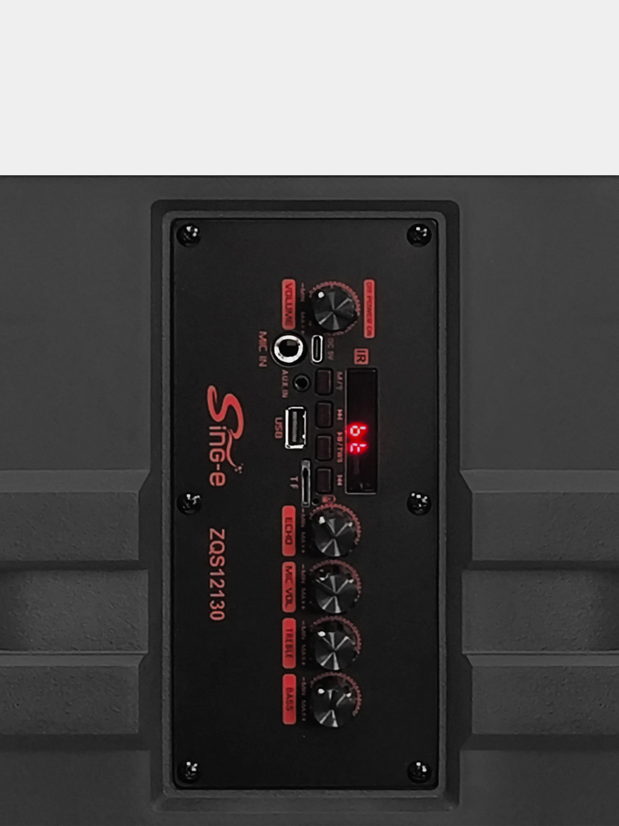 Хром колонка Bluetooth с LED-подсветкой ZQS 40Вт (USB/SD/AUX/FM) колёсики/ручка + микрофон/пульт