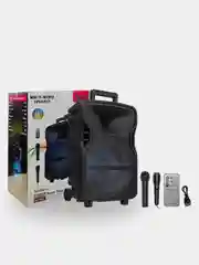 Разноцветный колонка Bluetooth с LED-подсветкой ZQS 40Вт (USB/SD/AUX/FM) колёсики/ручка + микрофон/пульт