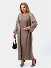Молочный платье с кардиганом, комплект двойка, женский костюм