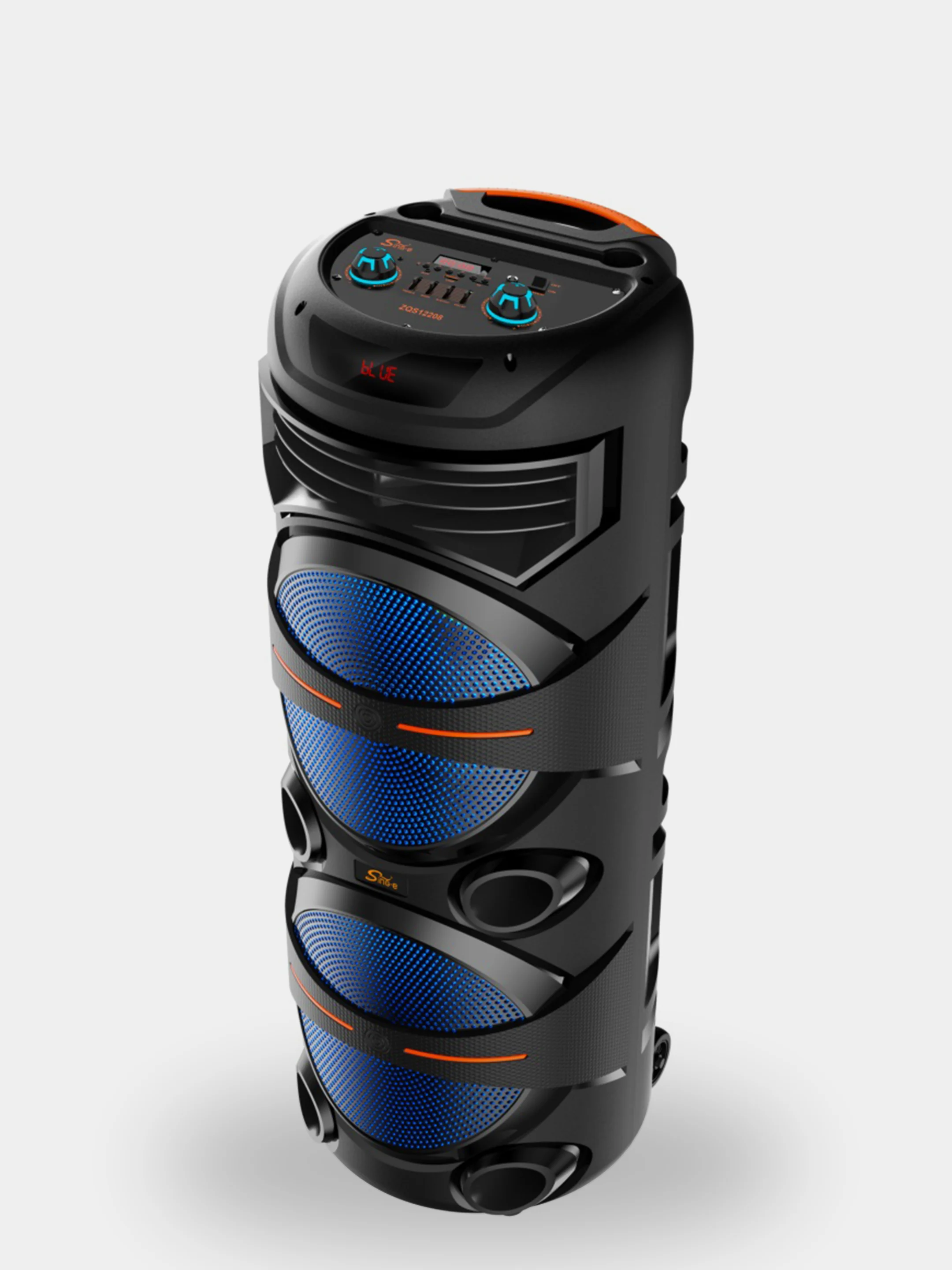 Тёмно-серый колонка Bluetooth с LED-подсветкой ZQS 80Вт (USB/SD/AUX/FM) + микрофон/пульт