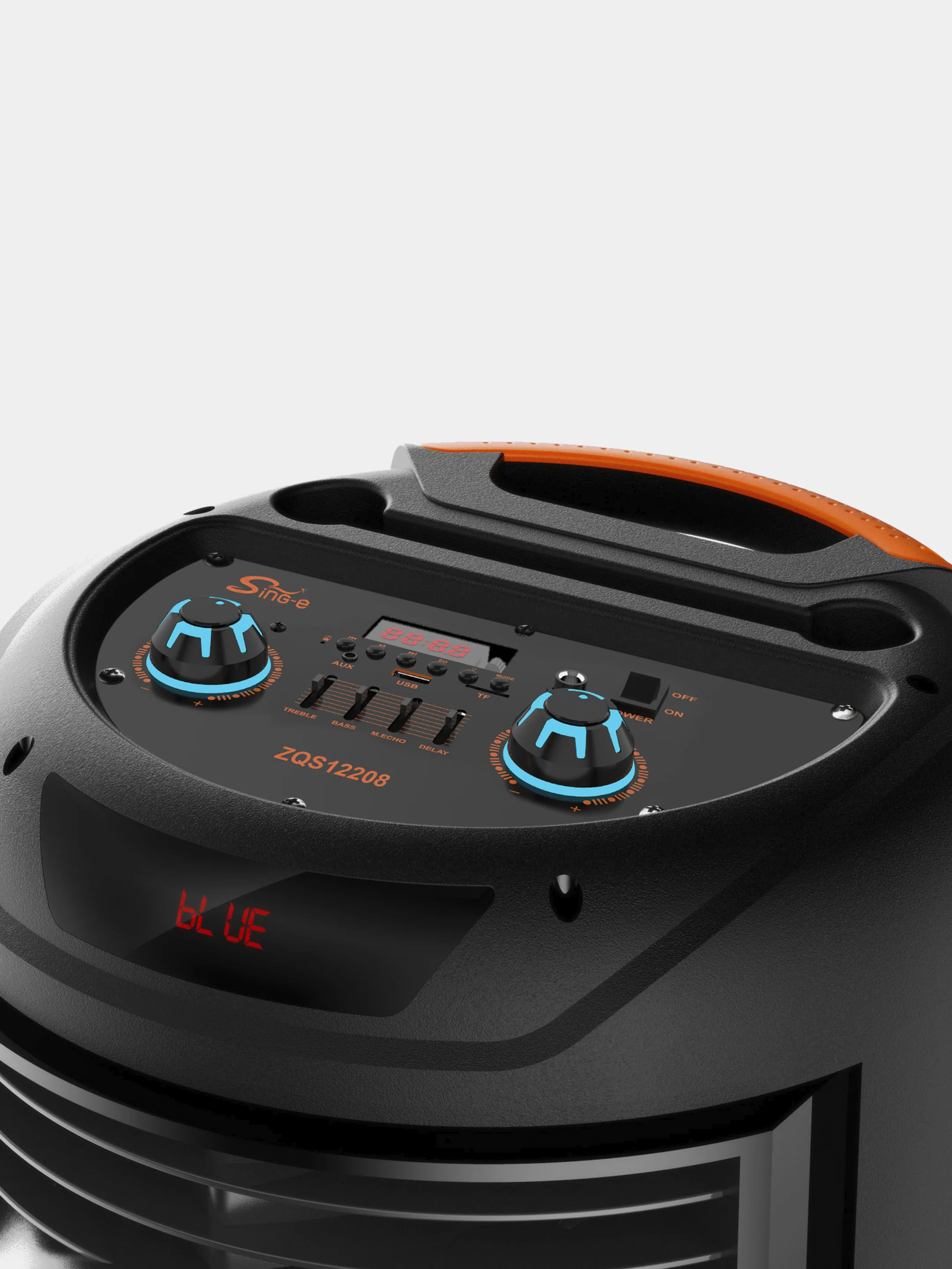 Тёмно-серый колонка Bluetooth с LED-подсветкой ZQS 80Вт (USB/SD/AUX/FM) + микрофон/пульт