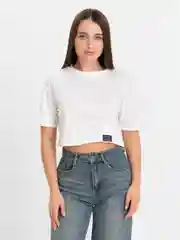Белый футболка женская укороченная