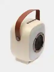 Белый беспроводная портативная караоке колонка с микрофонами, Bluetooth колонка с LED подсветкой