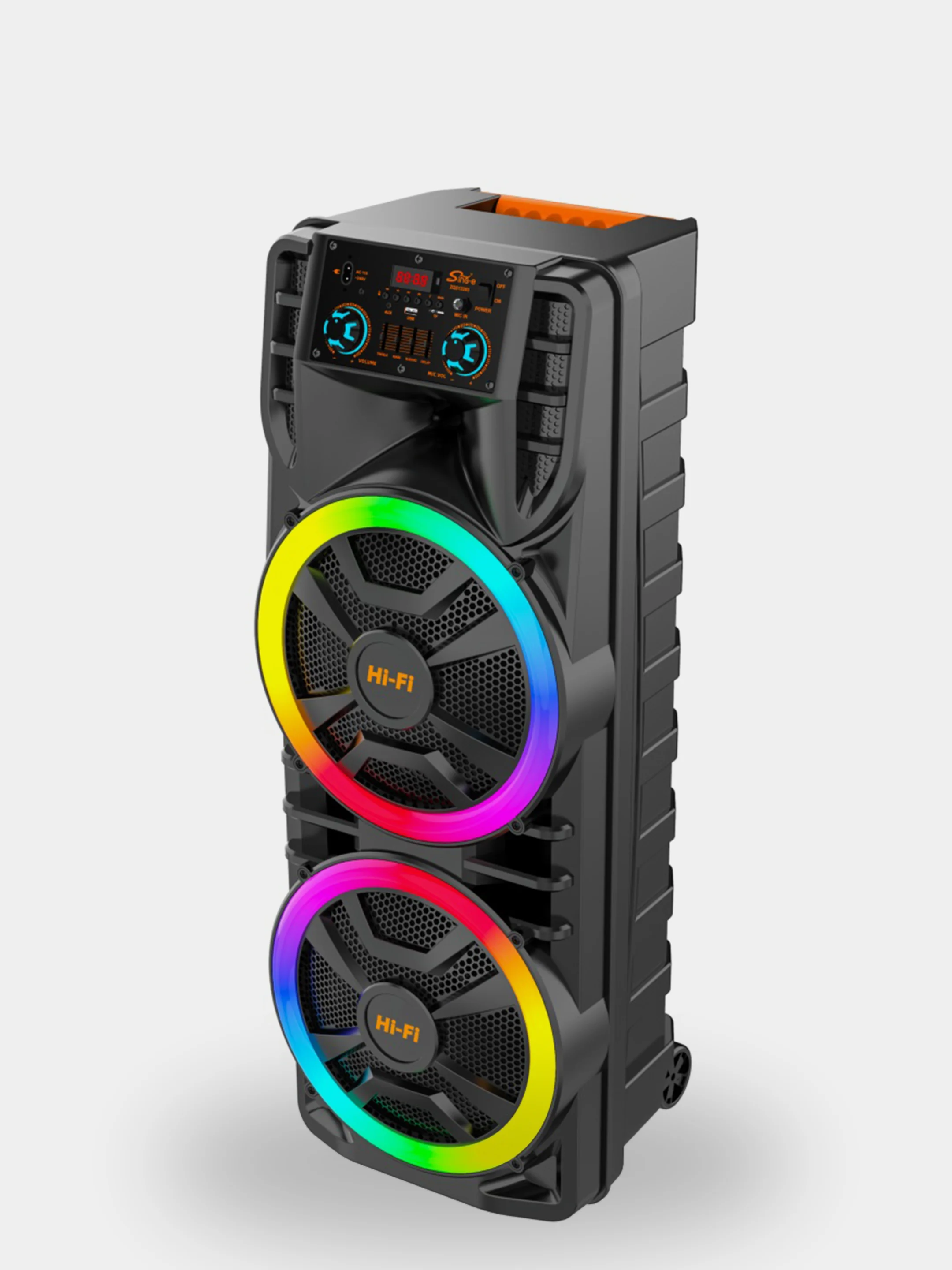 Хром колонка Bluetooth с LED-подсветкой ZQS 80Вт (USB/SD/AUX/FM) + микрофон/пульт