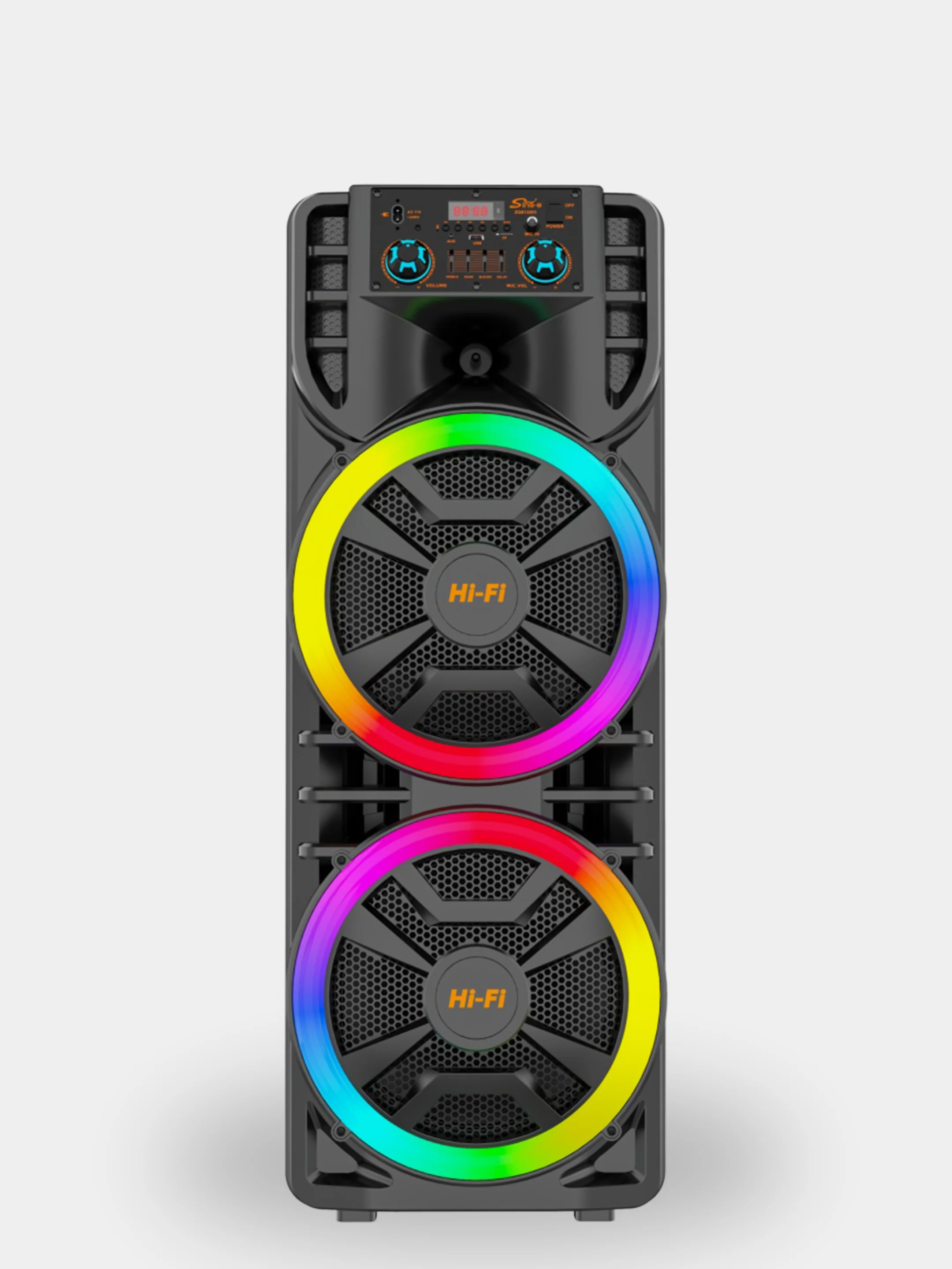 Хром колонка Bluetooth с LED-подсветкой ZQS 80Вт (USB/SD/AUX/FM) + микрофон/пульт
