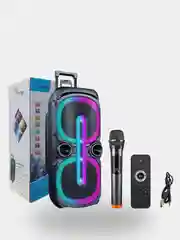 Черный колонка Bluetooth с LED-подсветкой ZQS 80Вт (USB/SD/AUX/FM) + микрофон/пульт